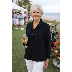 Chicos size 1 Medium Black Button-Up Jacket Women's